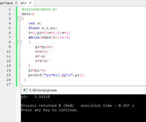 Calculating π Using an Infinite Series in C Program